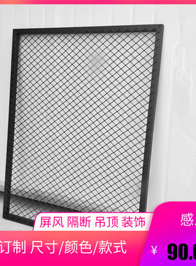 定做铁艺网格隔断屏风背景墙装饰菱形网片展示架饰品架铁丝网挂架