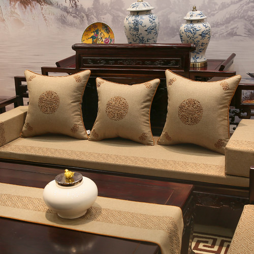 中式古典红木沙发垫套罩靠垫实木沙发坐垫海绵垫硬厚罗汉床五件套