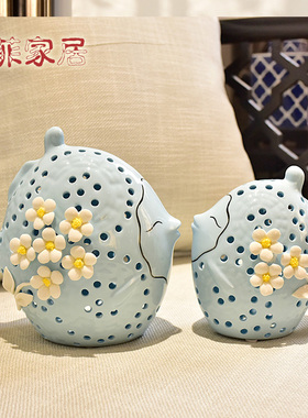 创意结婚礼物亲嘴鱼摆件家居饰品客厅餐边柜电视柜酒柜装饰品陶瓷