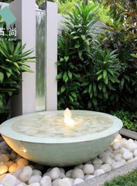 流水喷泉水景小品花园庭院简约现代创意水钵招财风水盆摆件聚宝盆