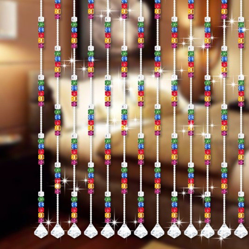 新五彩门帘装饰仿水晶珠帘客厅隔断挂帘玄关卫生间卧室亚克力帘子