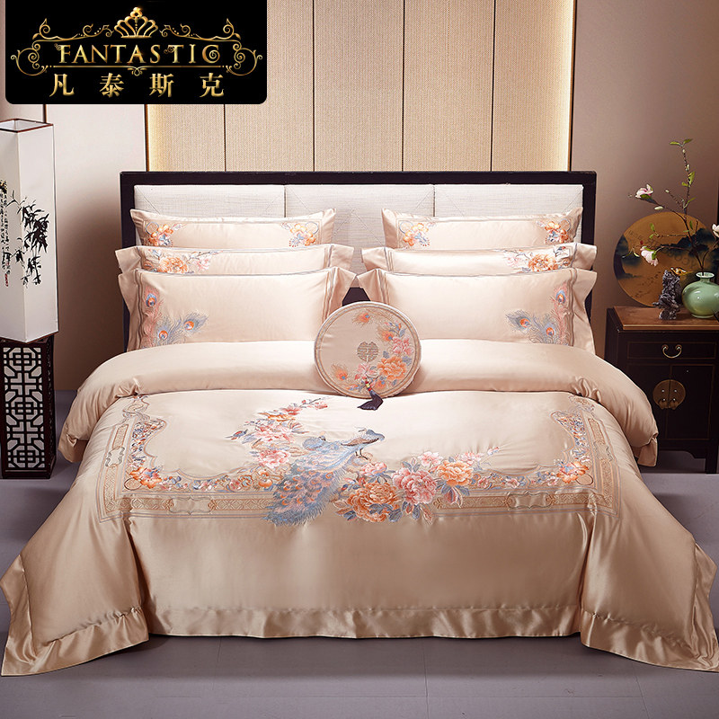 高档新中式刺绣花婚庆四件套高端床品套件国潮结婚礼被套床上用品,床上用品,婚庆床品套件,淘宝优惠券,粉丝福利购,淘宝优惠卷