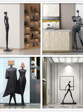 酒店大堂大型人物落地摆件售楼处样板房间橱窗抽象艺术软装雕塑