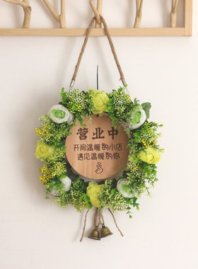 装饰花环挂牌墙壁挂件床头门上饰品卧室客厅背景墙婚房欢迎牌田园