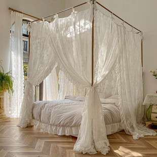 仙气少女蕾丝落地加密蚊帐 夏日浪漫1.51.8m 公主唯美纯白床幔法式