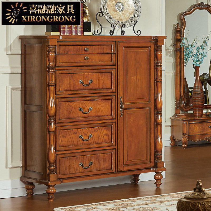 美式五斗柜收纳柜子储物柜简约卧室床头多功能大容量实木五斗橱高,住宅家具,斗柜,淘宝优惠券,粉丝福利购,淘宝优惠卷