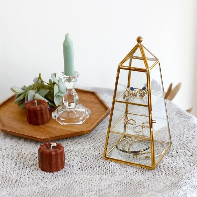 欧式玻璃首饰盒三层饰品收纳复古首饰珠J宝盒手表珠宝展示架道具