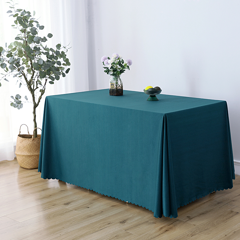 定制纯色加厚桌布长方形桌罩商务台布展会广告地推办公室会议桌布