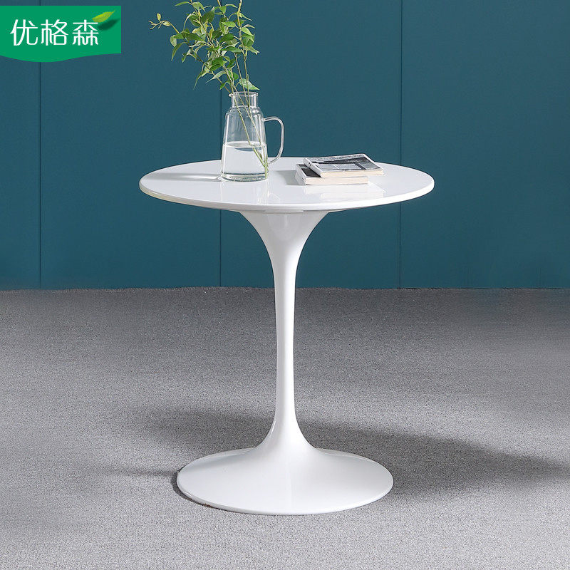 优选简约个性接待洽谈桌椅组合创意圆形玻璃钢咖啡厅小圆桌郁金香