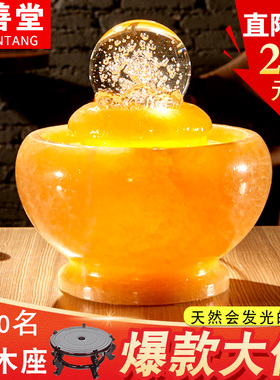 透光风水轮假山流水喷泉石头风水高山流水摆件风水球客厅开业礼品