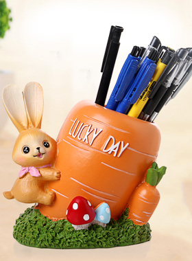 优选卡通田园小兔子树脂笔筒摆件创意家居学生礼品个性实用儿童房