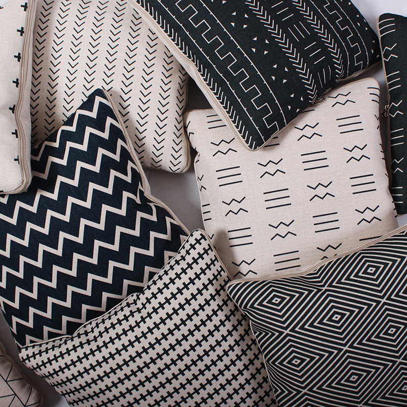 黑白几何现代简约抱枕被子两用汽车沙发棉麻靠垫被空调被午休,居家布艺,抱枕被,淘宝优惠券,粉丝福利购,淘宝优惠卷
