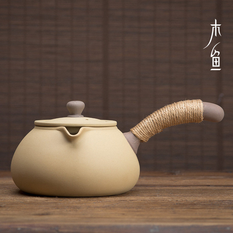 日式陶瓷白茶黑茶煮茶器过滤侧把茶壶泡茶壶养生壶炭炉功夫茶具
