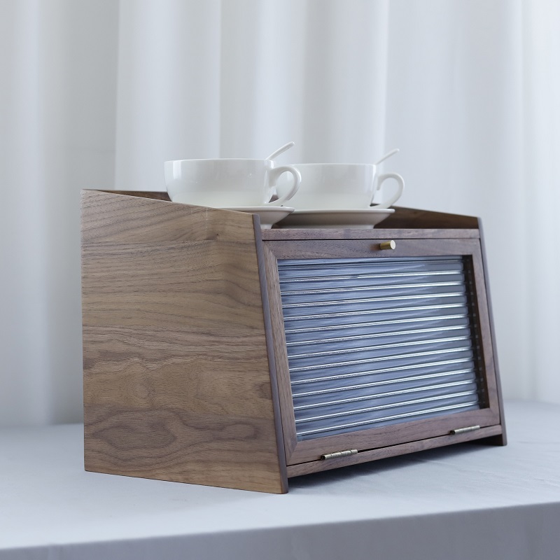 黑胡桃木桌面收纳柜储物柜小型置物碗柜茶具杯子梳妆台饰品收纳盒