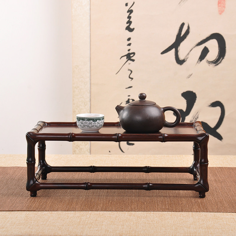 红木雕紫光檀非洲酸枝长方竹节炕几茶具奇石玉器盆景现代底座