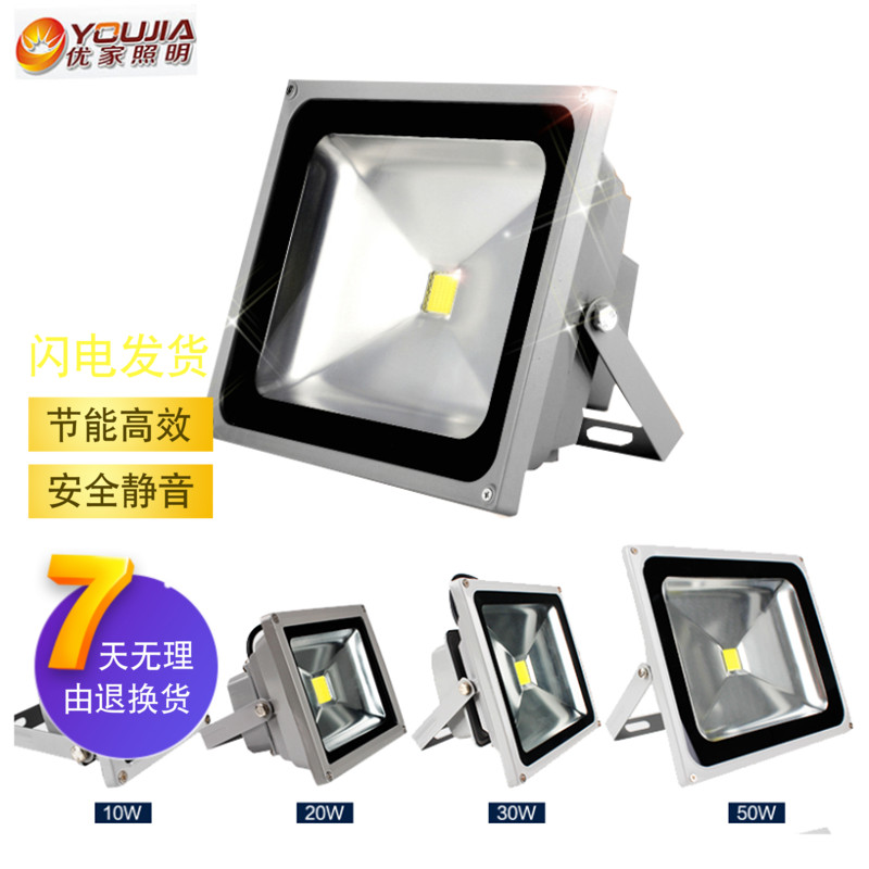 led投光灯投射灯10w2q0w30w50瓦园林草坪高杆广告牌庭院户外灯包