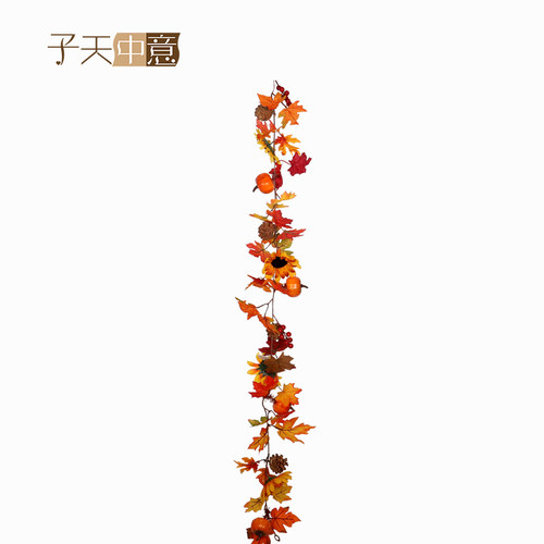 向日葵假花藤条带太阳花仿真装饰树叶感恩节布置南瓜枫叶藤条