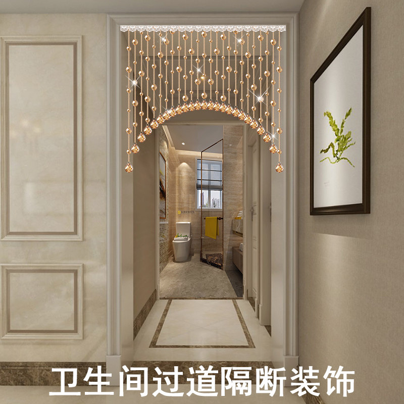 晶珠帘门帘简欧帘玄关过道厕所免打孔挂帘
