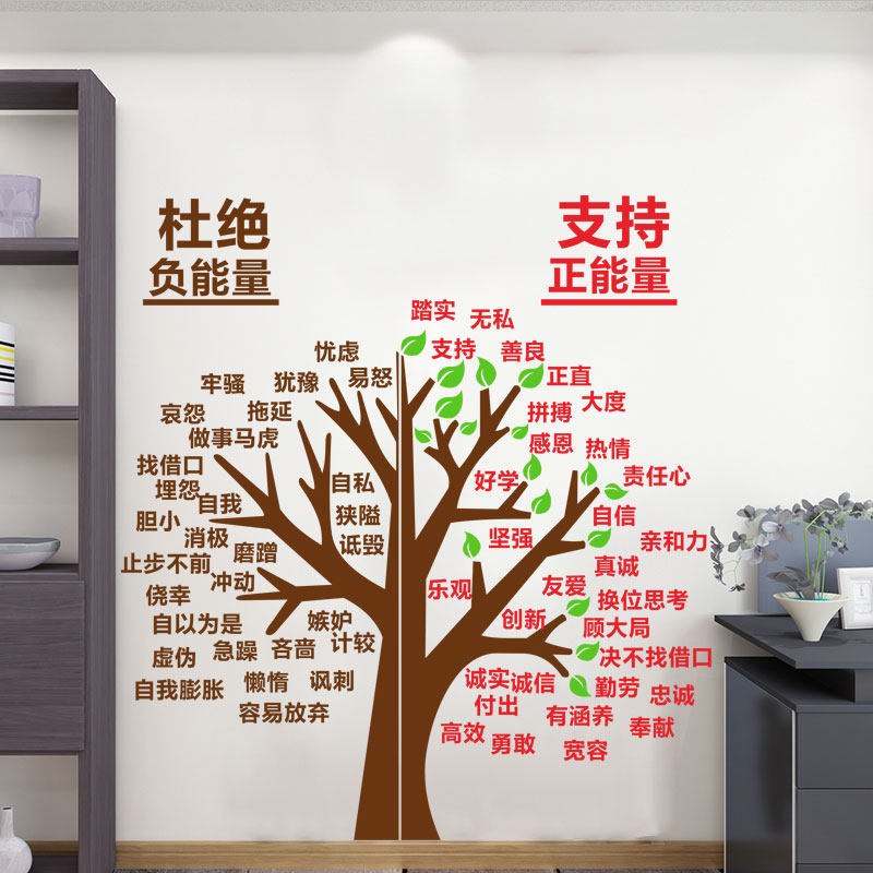正能量个性化创意大树墙面贴纸公司学校办公室文化墙面励志贴纸墙
