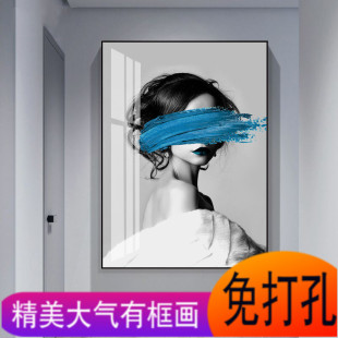 饰画卧室现代简约抽象艺术走廊挂画 玄关壁画美女人物客厅背景墙装