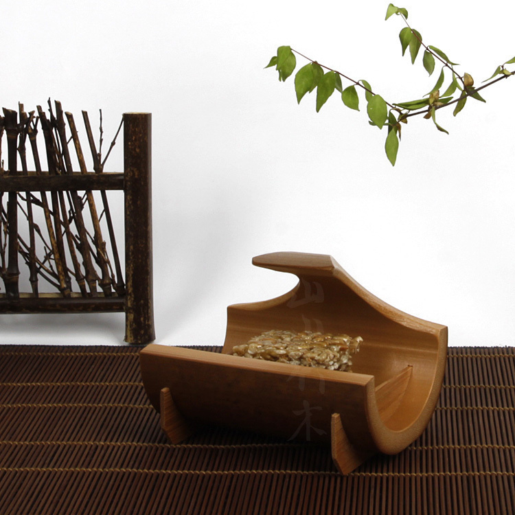 日式茶心盘 糕点盘 点心 盘子 果盘 竹 原竹 出口 日本 山山竹木