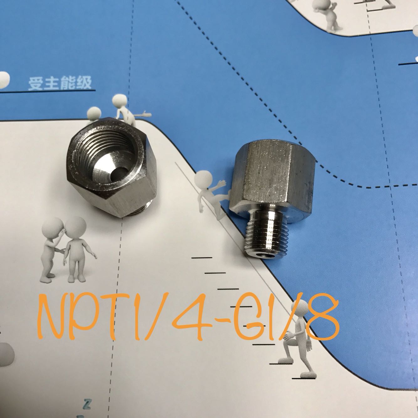 1/4NPT-G1/4 内外丝不锈钢转换接头 内螺纹npt1/4 外螺纹G1/8