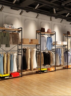 服装店展示架男女装店铺货架展示架双层落地式组合挂衣架子陈列架