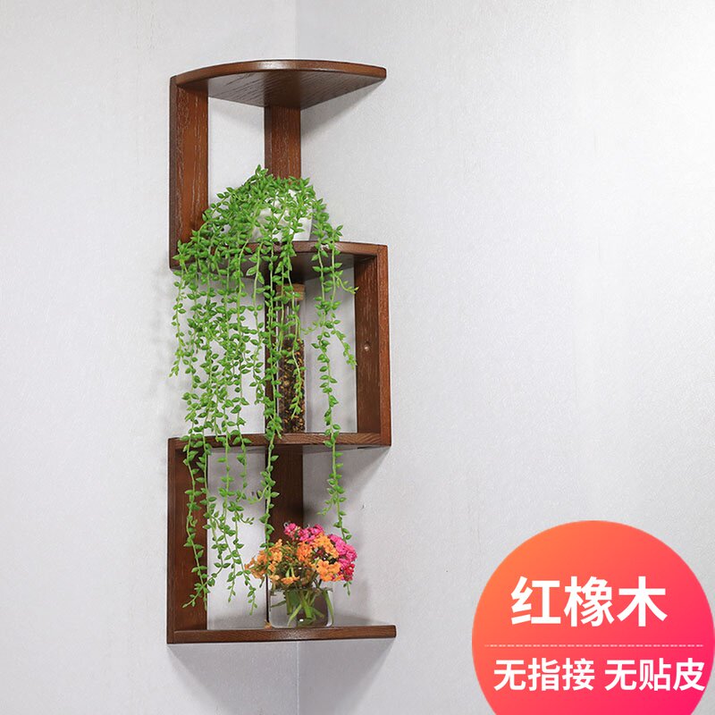 纯实木红橡木开放漆转角壁挂置物架装饰架墙角隔板书架.墙上收纳