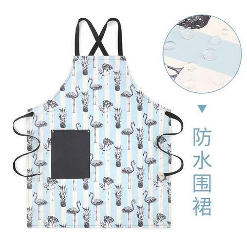 网红款围裙厨房防水防油防污双层韩版时尚女漂亮家用X花艺奶茶宠