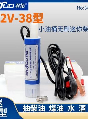 羽拓抽油泵12v24v电动小型加油泵38mm车载自吸大流量潜水式柴油泵
