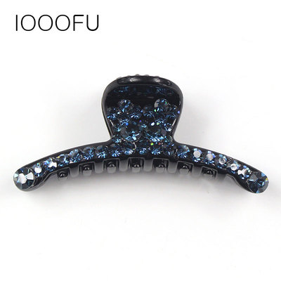 水钻发夹横夹 镶钻韩国中号发抓夹 双面满钻马尾半爪夹子细巧顶夹