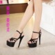 2021夏15CM 防水台车展X钢管舞女凉鞋 公分恨天高高跟鞋 模特走秀鞋