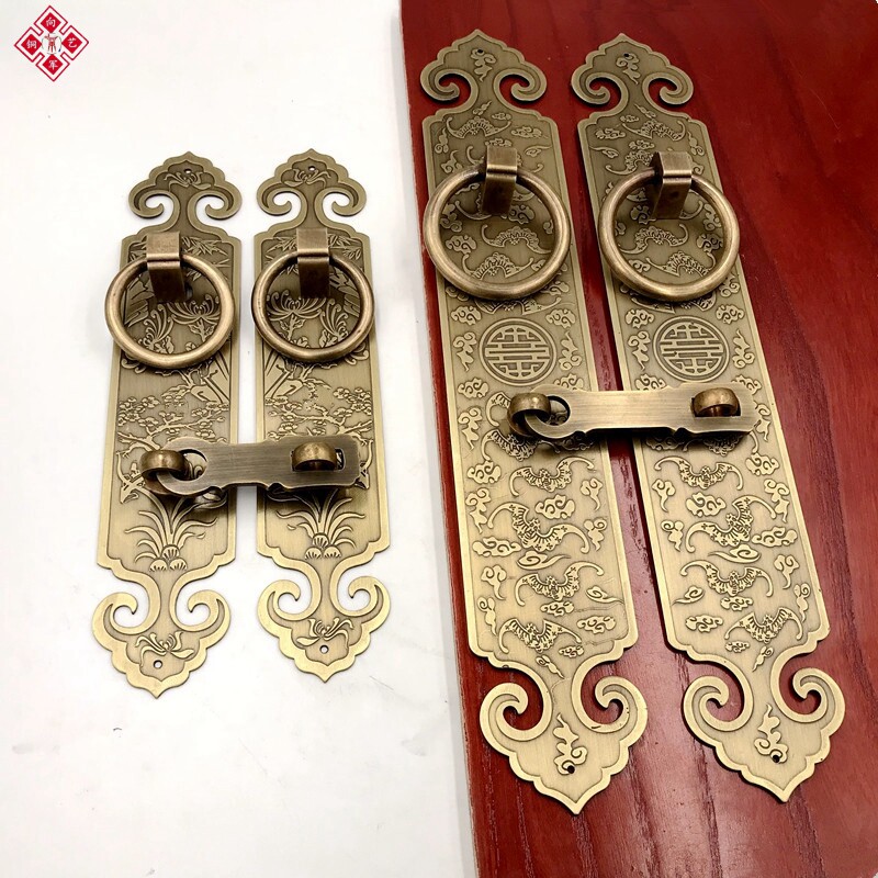 中式仿古典书柜柜子柜门衣柜橱柜门窗纯铜L拉手青古铜把手家具配