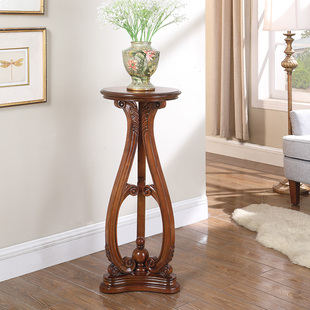 美式实木客厅花架绿萝花台室内装饰盆G裁架欧式落地式单个木质花