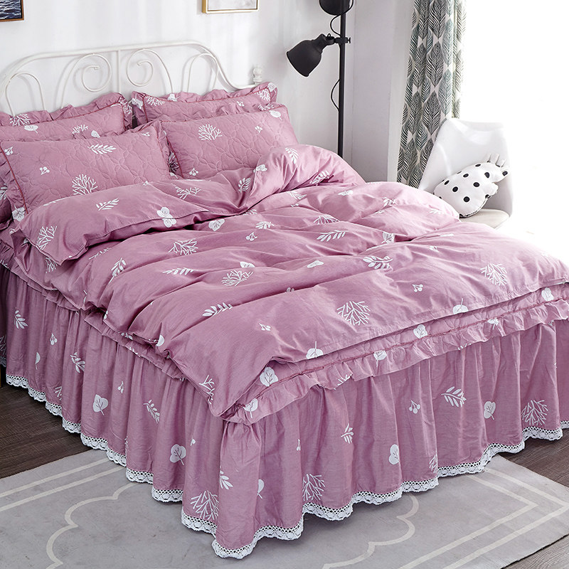 纯棉夹棉床裙式四件套床上全棉加厚带床套被套床单床罩式款100%夏,床上用品,床裙,淘宝优惠券,粉丝福利购,淘宝优惠卷