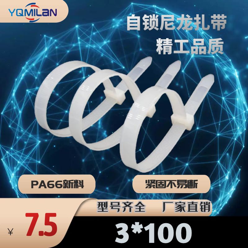 束线带 扎线带 自锁式尼龙塑料扎带 打包带 电线扎带3*100 1000根