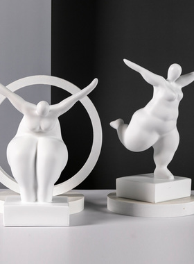 现代胖女创意抽象物雕塑家居客厅酒店橱工艺品摆设