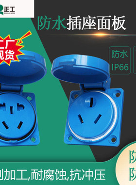 新国标防水防爆工业插座户外防雨5孔10A3孔16A明暗装电源面板220V