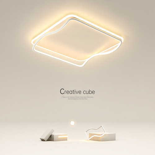 个性led吸顶灯创意方形卧室灯现代简约小客厅灯书房餐厅房间灯具