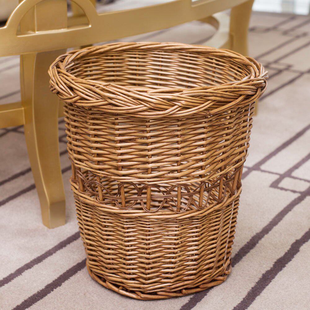 柳编藤编垃圾篓纸篓储物筐家居整理花篮花筐花篓家居柳编收纳筐