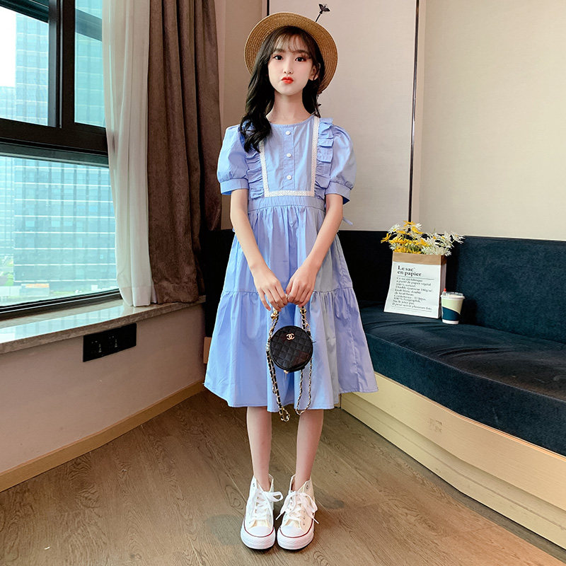 女童连衣裙夏装薄款2021新款儿童洋气女孩公主裙大童夏季纯棉裙子