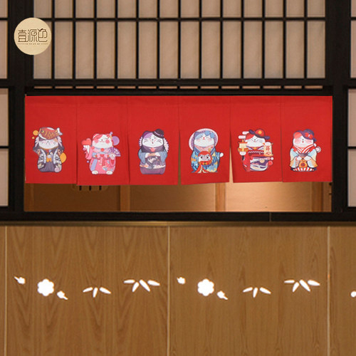 隔断帘寿司店门帘吧台短帘餐厅装饰布日式窗帘半帘短帘宿舍挂布