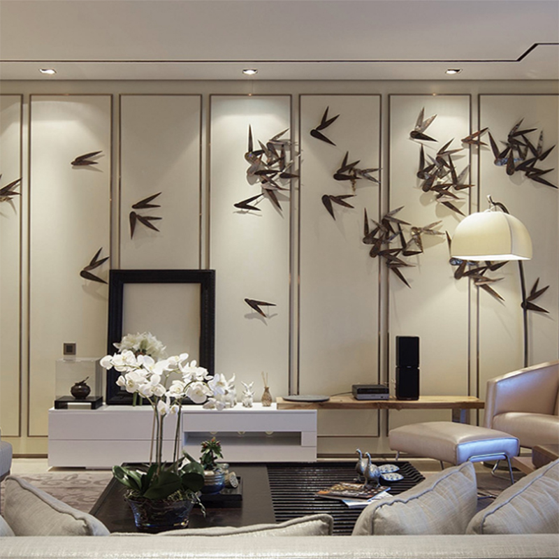 新中式禅意装饰画茶楼墙面挂画酒店铁艺实物竹子壁画沙发背景墙画