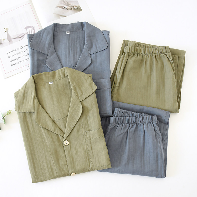 男士睡衣男薄款夏秋季长袖纯棉纱布春秋冬款全棉青中年家居服套装,女士内衣/男士内衣/家居服,睡衣/家居服套装,淘宝优惠券,粉丝福利购,淘宝优惠卷