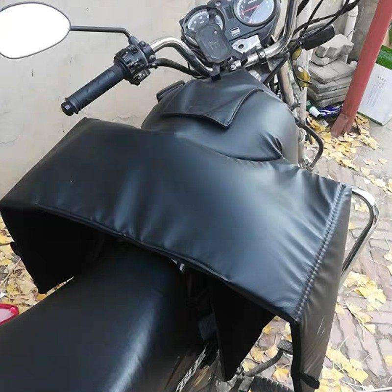 皮革摩托车挡风被跨式跨骑125冬季防寒加绒保暖加V厚护腿棉被加大