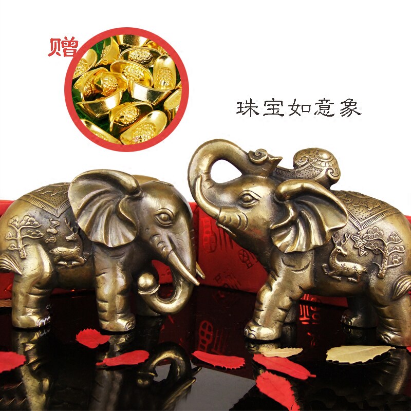 纯铜大象铜象摆i件一对招财吸水象办公室玄关客厅招财鎮宅开业礼
