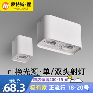 双头明装gu10射灯吸顶式天花灯客厅无主灯单个筒灯可X调角度斗胆