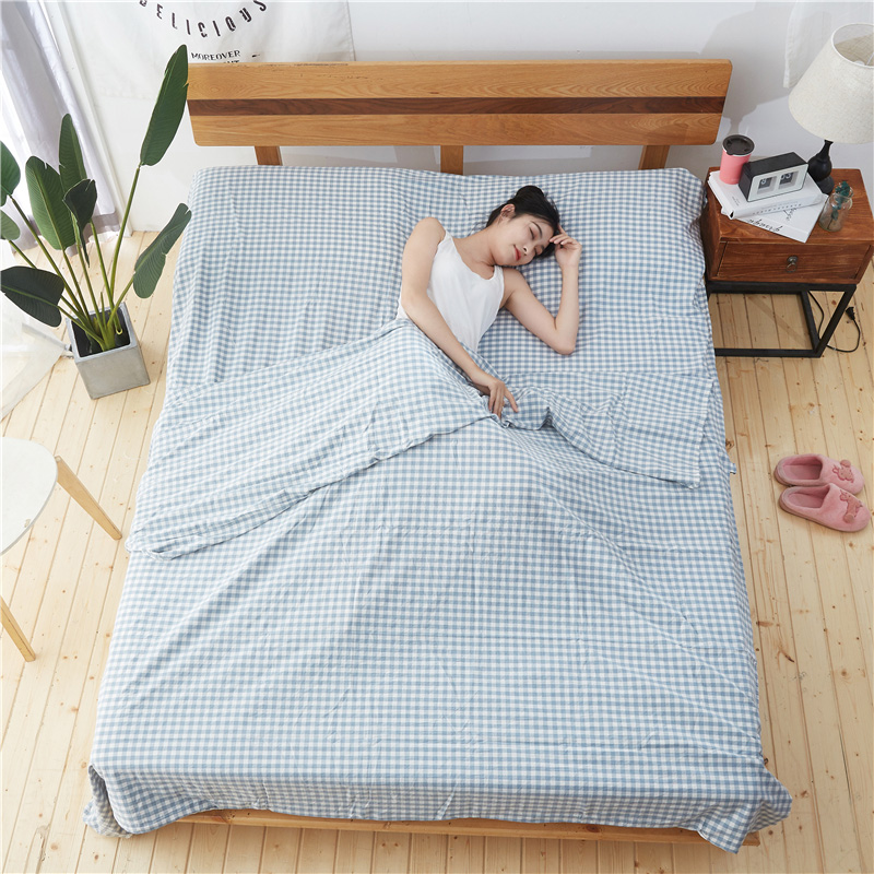 全棉水洗棉旅行睡袋隔脏纯棉防脏单双人酒店床单被套一体便携式