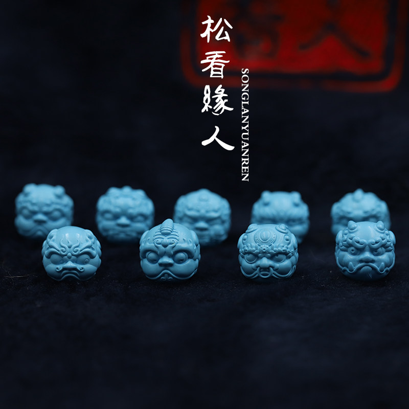 优化绿松石文玩手串配珠雕刻件y单珠兽珠龙九子配饰顶珠手链小隔