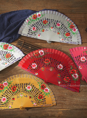 Anita木扇定制 折叠扇木扇 扇子 舞蹈扇子 广告扇子Y 模特走秀扇